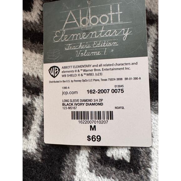 Abbott Elementary Teacher’s Edition ¾ Zip Sweater – Size M – Black Ivory Diamond - Picture 10 of 11